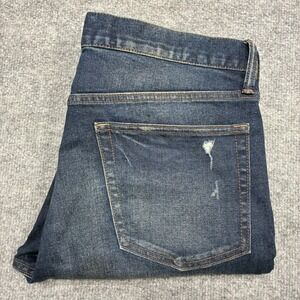 GAP Denim Men Size 34x30 Skinny Fit Dark Wash Distressed Jeans